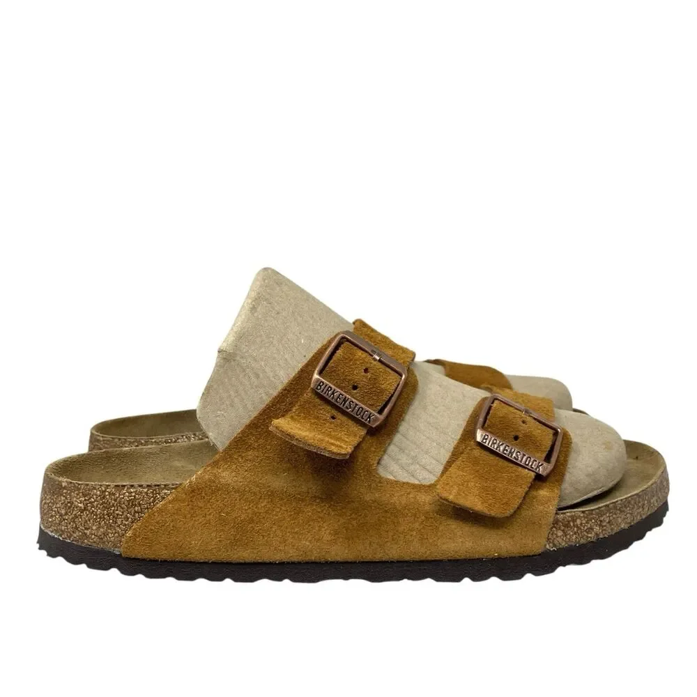 Birkenstock Arizona Mens 11 Cognac Brown Suede Leather Sandals Comfort‎ EU 44